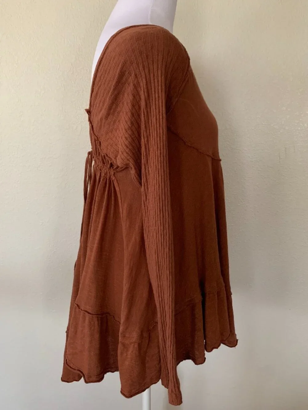 Free People Sundae Tunic Top M Ginger Snap Low Back Boho Cotton Tee